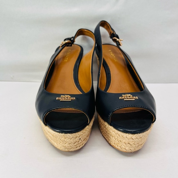Coach Shoes - Coach Navy Wedge Sandals with espadrille platform